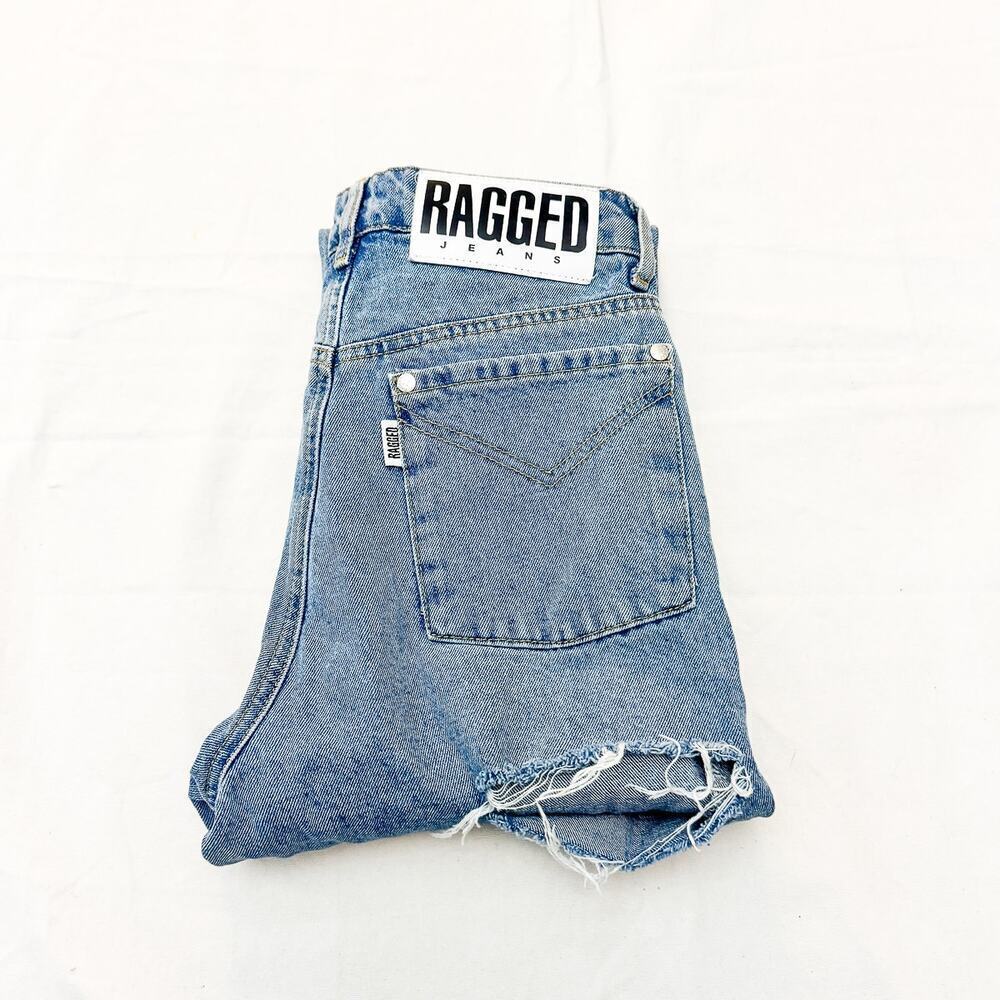 Ragged Jeans Skinny Raw Hem Cheek Ripped Light Wash Zip Fly Denim Jeans Size 24
